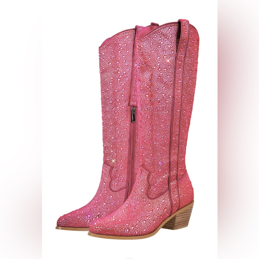 Women's Pink Rhinestone Western Boots